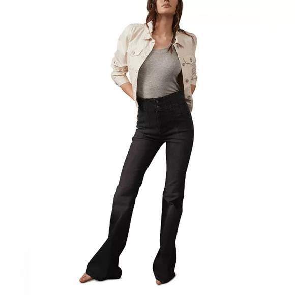 Free People We The Free Jayde Flare Jeans Black 31 - Picture 1 of 9